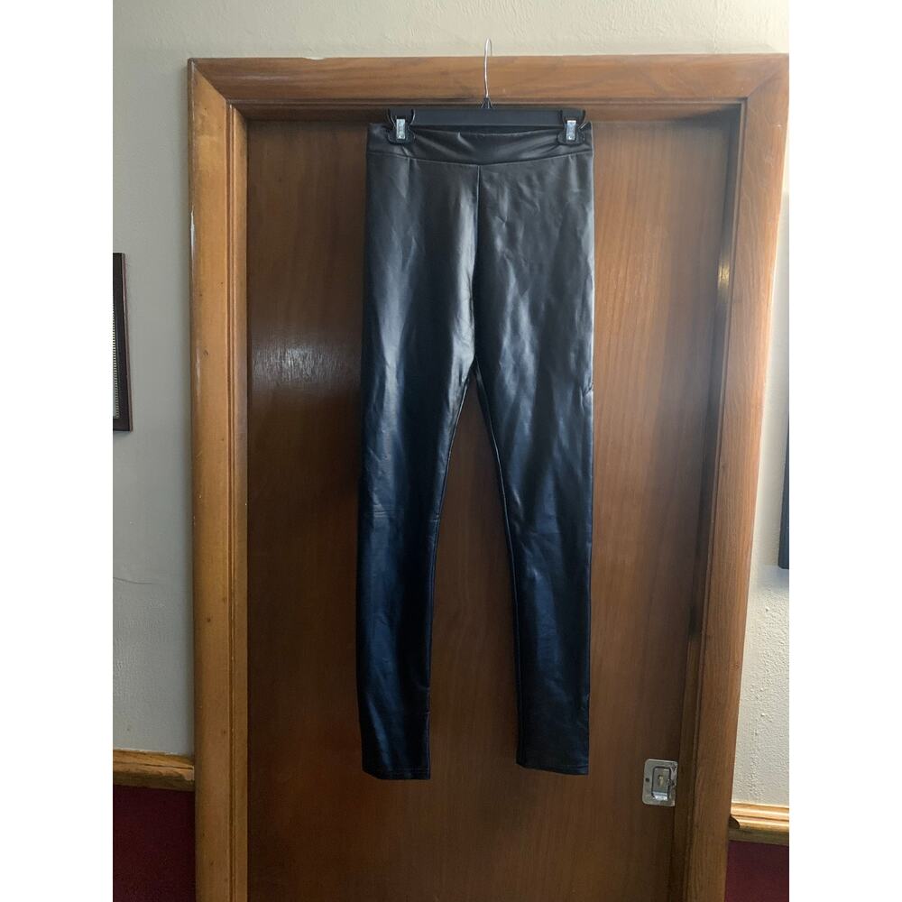 Lulus Womens Size M Faux Leather Leggings Black High Rise Stretch